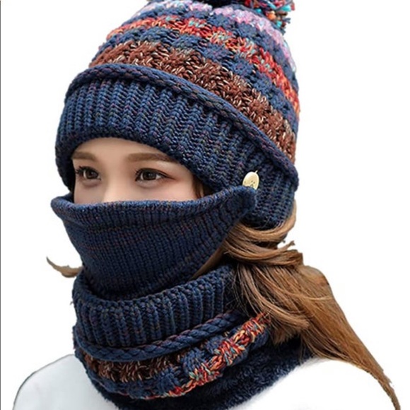 Accessories - Navy Winter Hat + Scarf + Mask